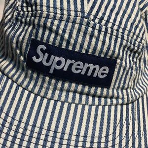 Supreme denim indigo stripe camp cap